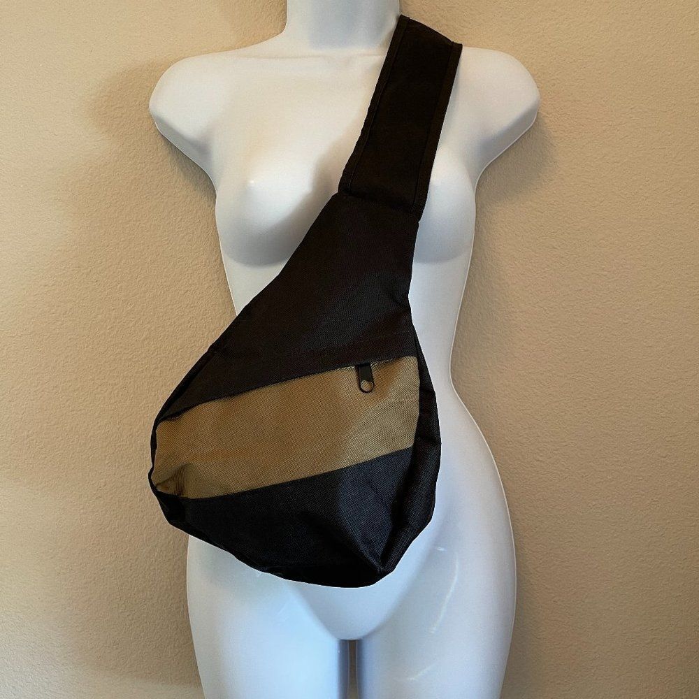 Crossbody Sling Bag Black Taupe Adjustable Belt Bag Travel Everyday Unisex